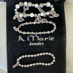 Silver Beaded Bracelet Set